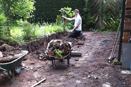 Patio landscaping to rear in Alderley Edge by KJB Builders